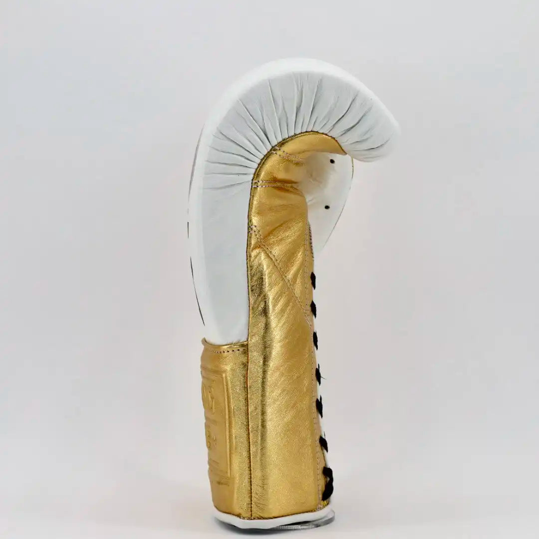 White & Gold Pink Pro Elite Boxing Gloves | 100% Pure Leather | Best Choice for Fighters