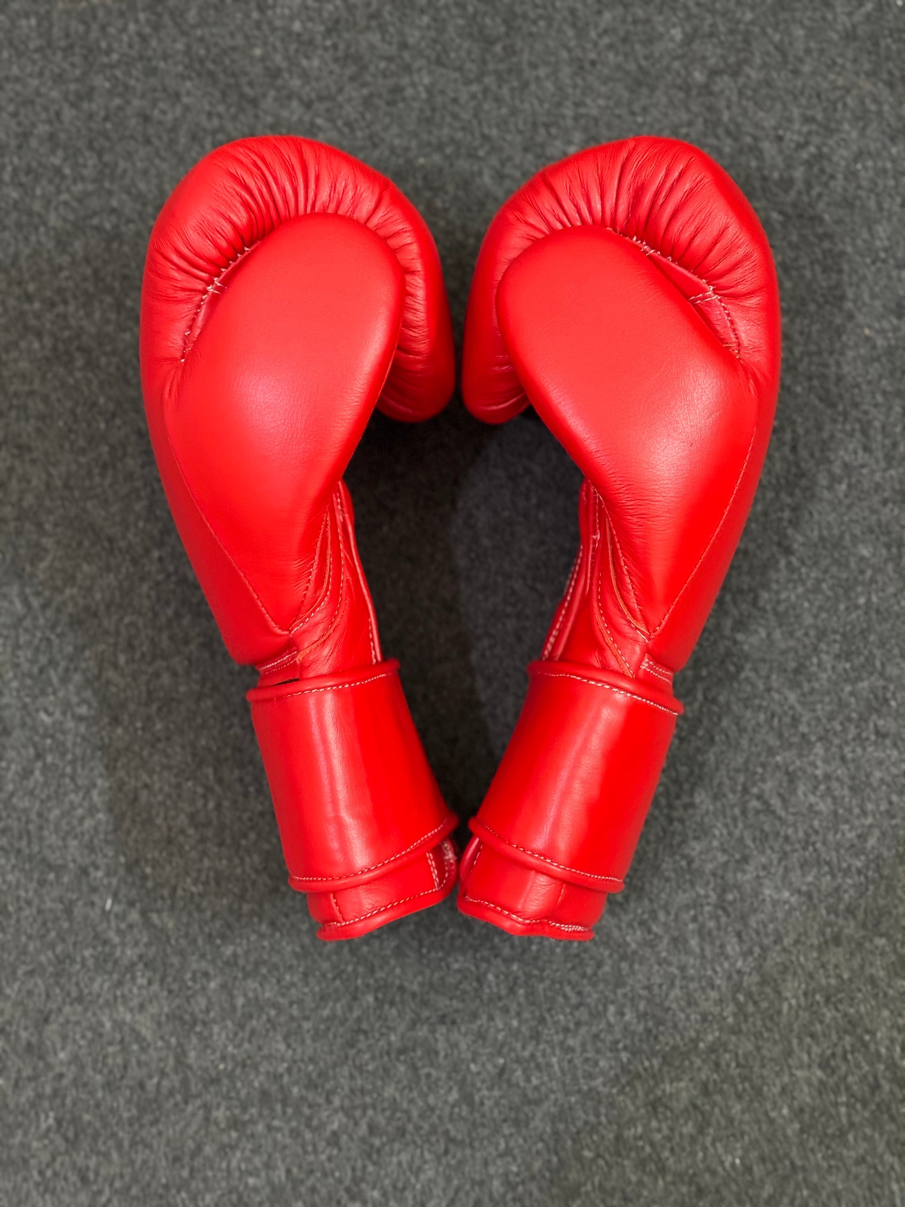 Custom Handmade Red Pro Elite Boxing Gloves | Personalise your name or logo | 100% Pure Leather | Best Choice for Fighters