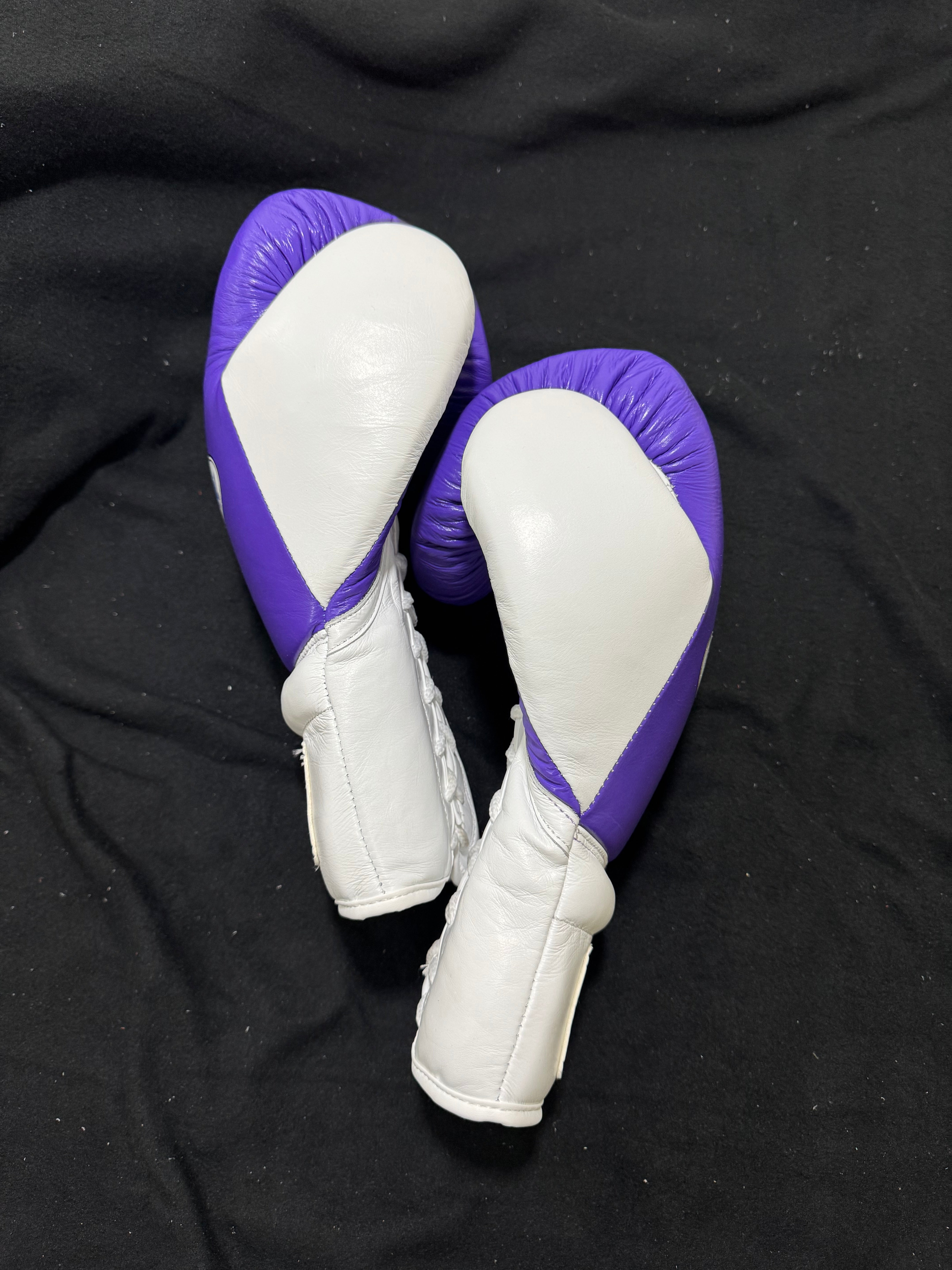Custom Handmade Purple & White Boxing Gloves | Winnings | Personalise your name | 100% Pure Leather | Best Choice for Fighters | Flat 50 OFF