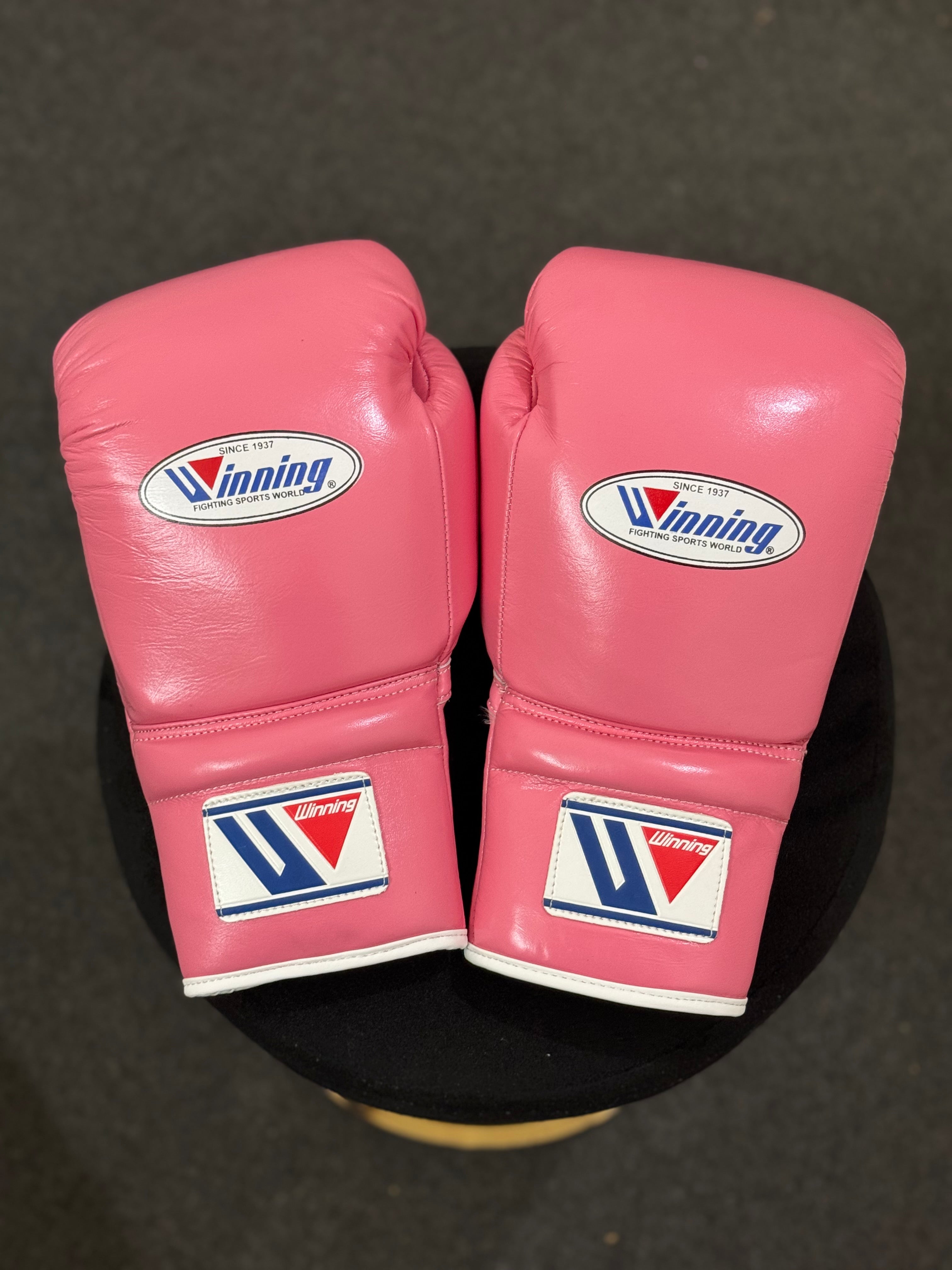 Custom Handmade Pink Pro Elite Boxing Gloves | Winnings | Personalise your name | 100% Pure Leather | Best Choice for Fighters