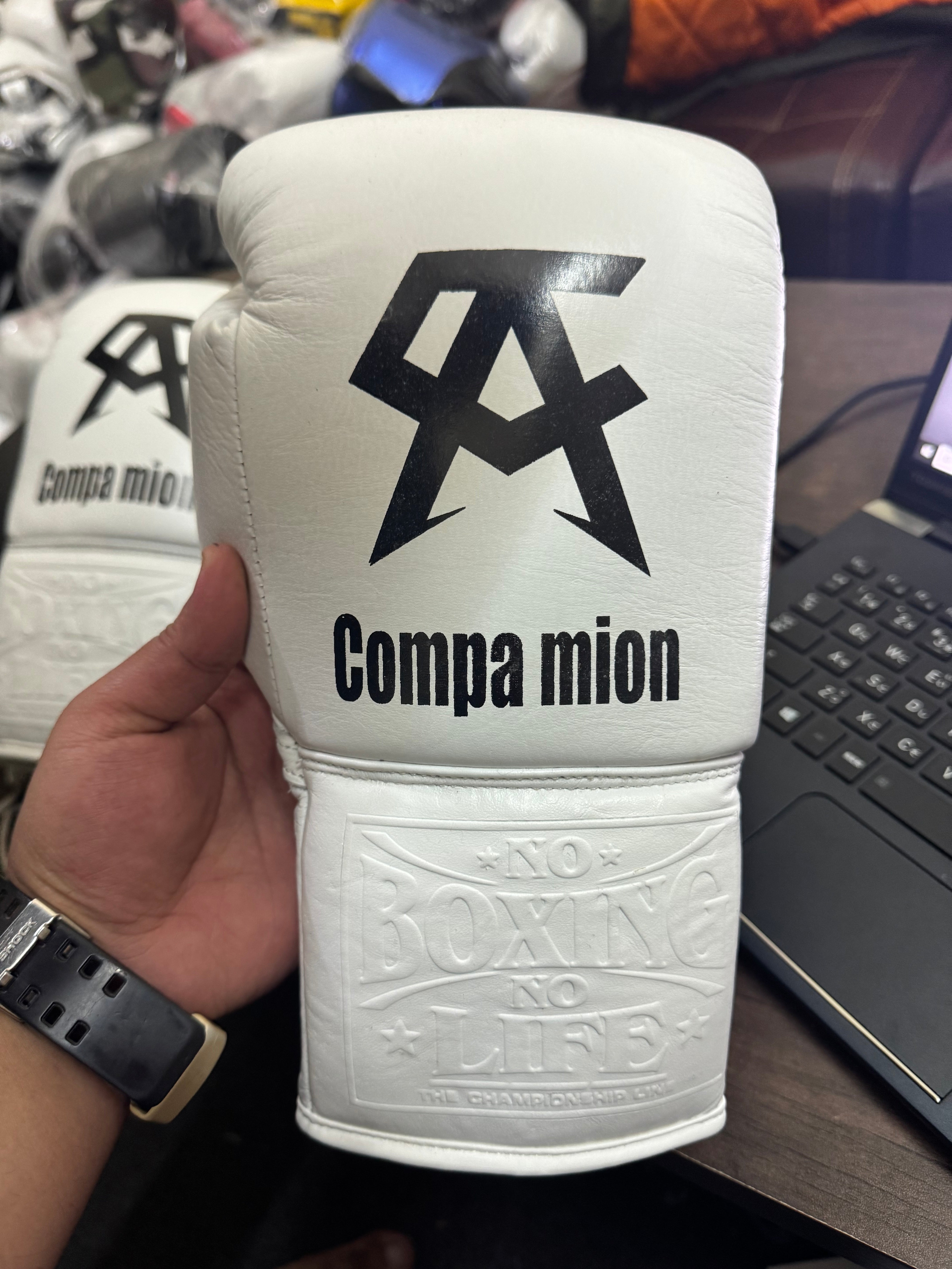 Full White Pro Elite Boxing Gloves No BOxing No Life| 100% Pure Leather | Best Choice for Fighters