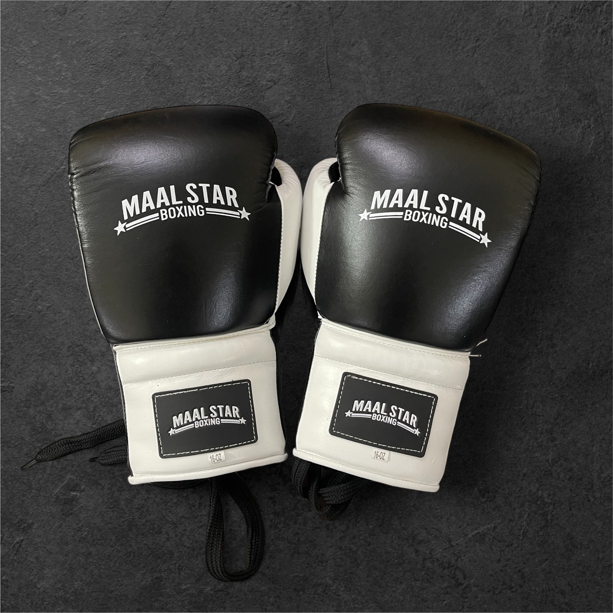 Pro Elite Black and White Boxing Gloves | 100% Leather