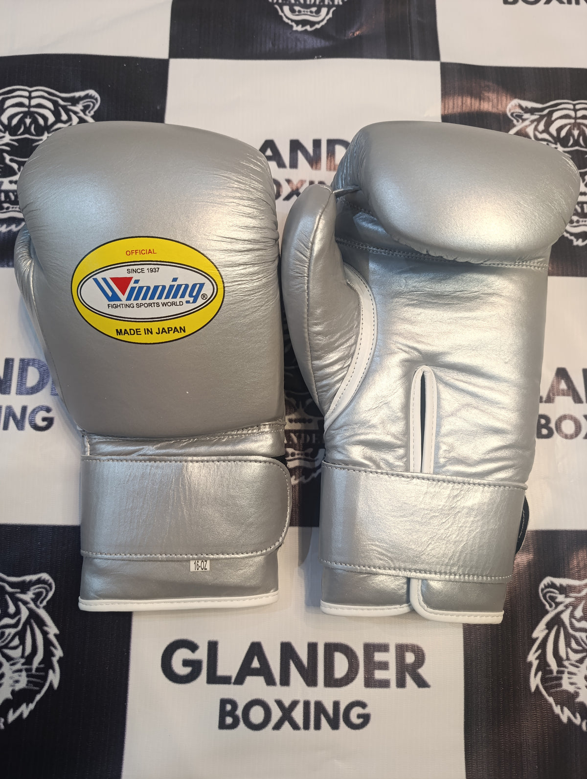 Custom Handmade Metallic Silver Pro Elite Boxing Gloves | Winnings | Personalise your name | 100% Pure Leather | Best Choice for Fighters