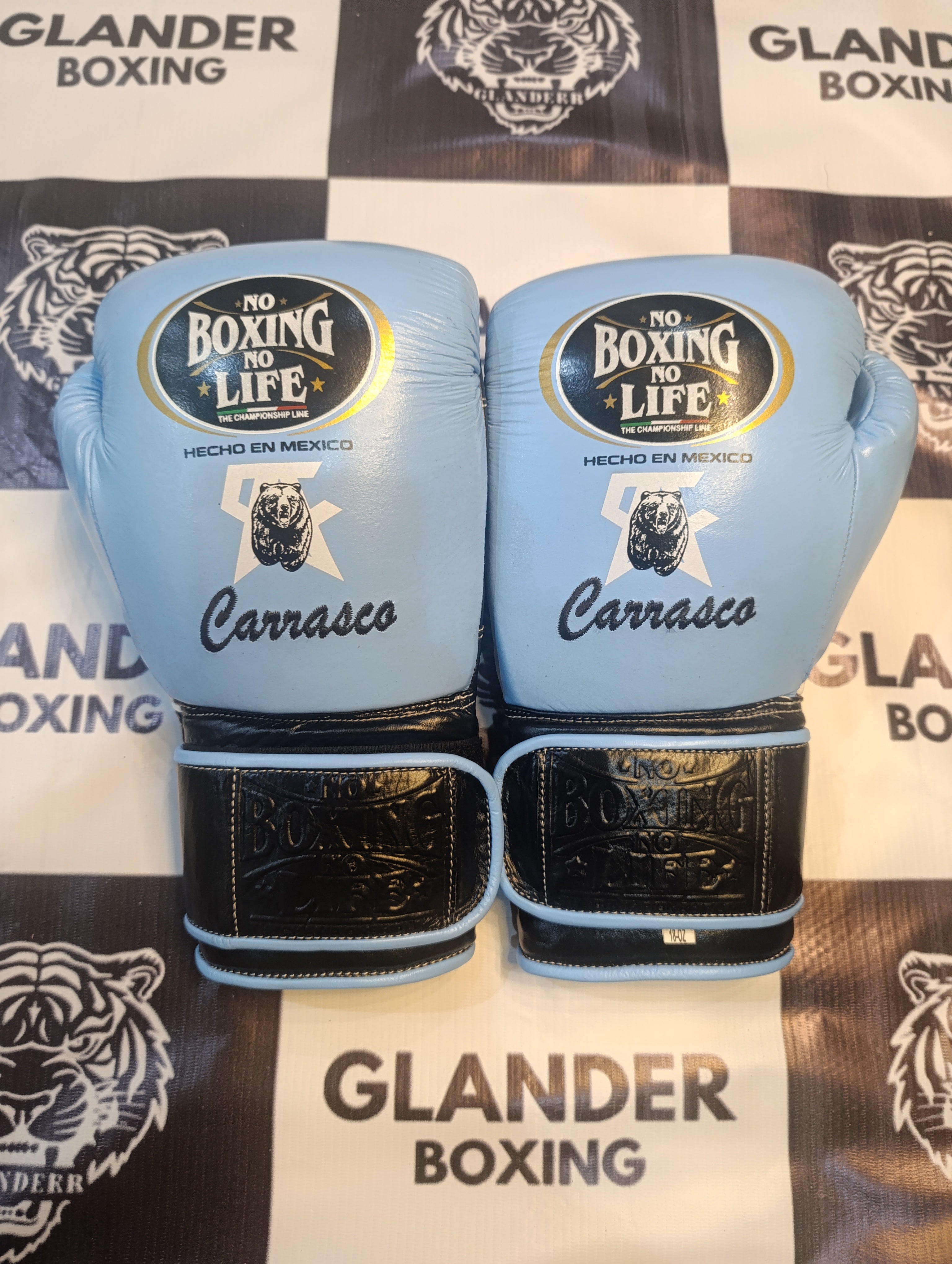 NO BOXING NO LIFE CA WITH BEAR LOGO SPECIAL EDITION TRAINING GLOVES - METALLIC GREEN / METALLIC GOLD | 100% Pure Leather | Best Choice for Fighters