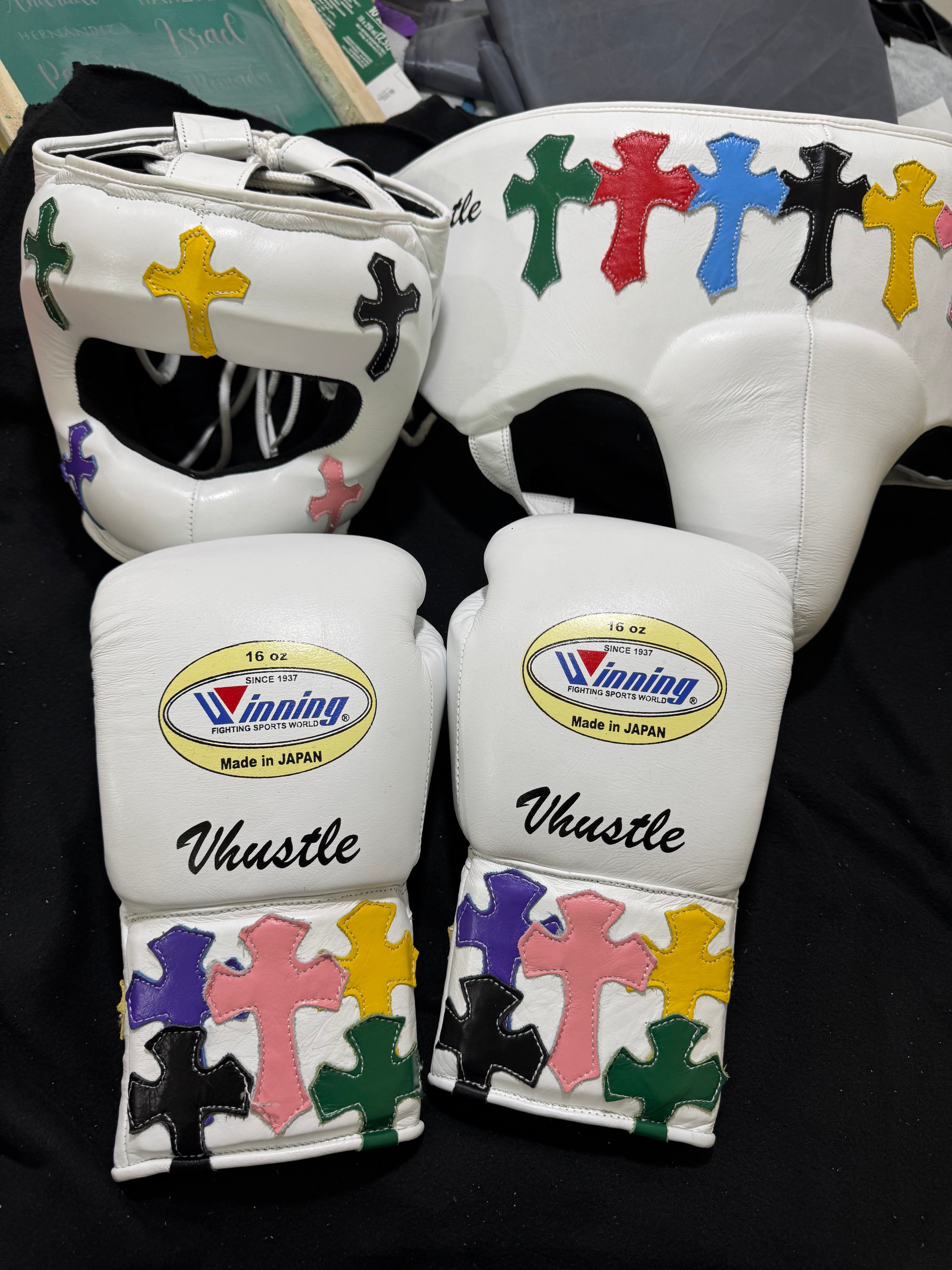 Full White Sparring Kit with Chrome Hearts | Handmade Boxing Sparring Kit | Winning | Premium Quality | Personalise Your Name | Flat 50% OFF