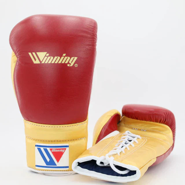 Elite Winning Lace-Up Training Boxing Gloves Rust & Gold