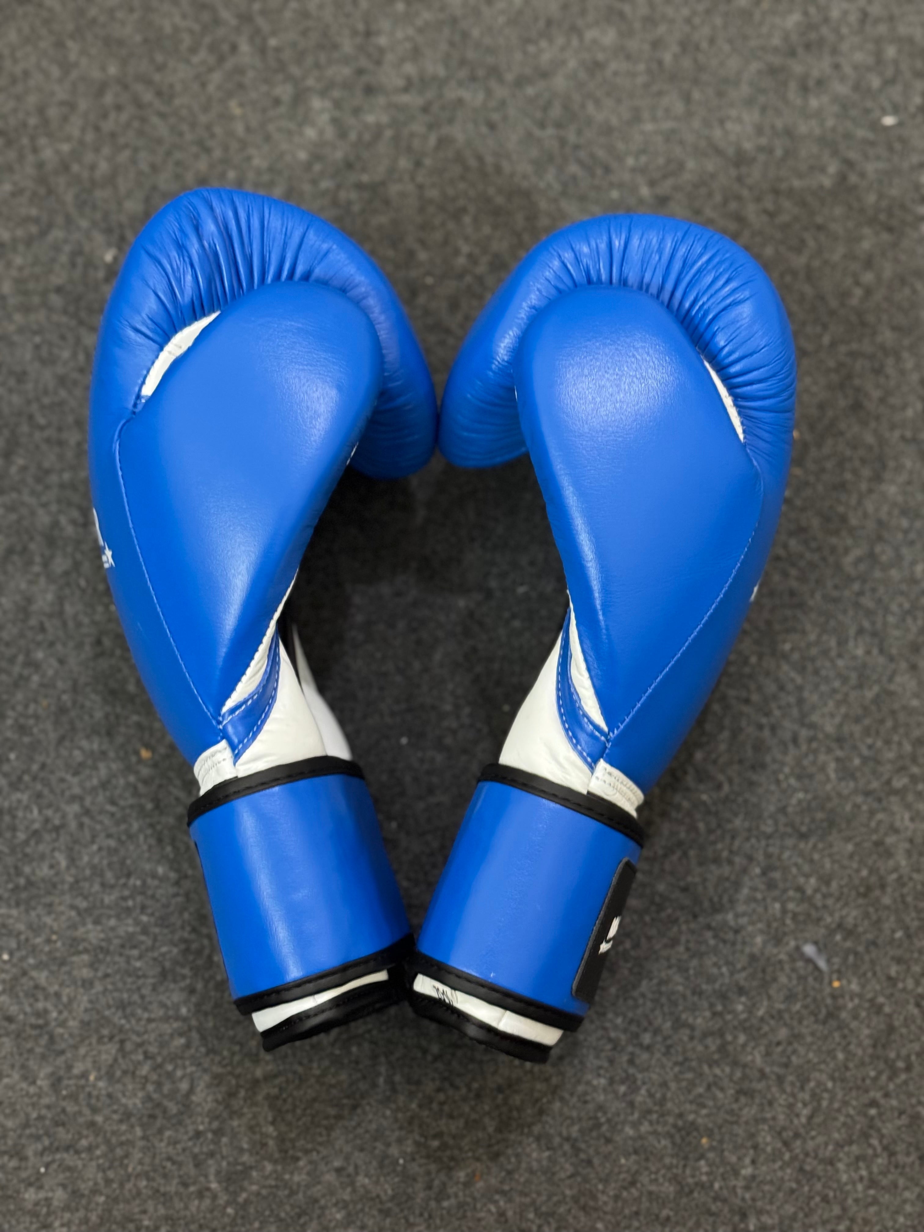 Blue & White Pro Elite Boxing Gloves | Personalise your name | 100% Pure Leather | Best Choice for Fighters
