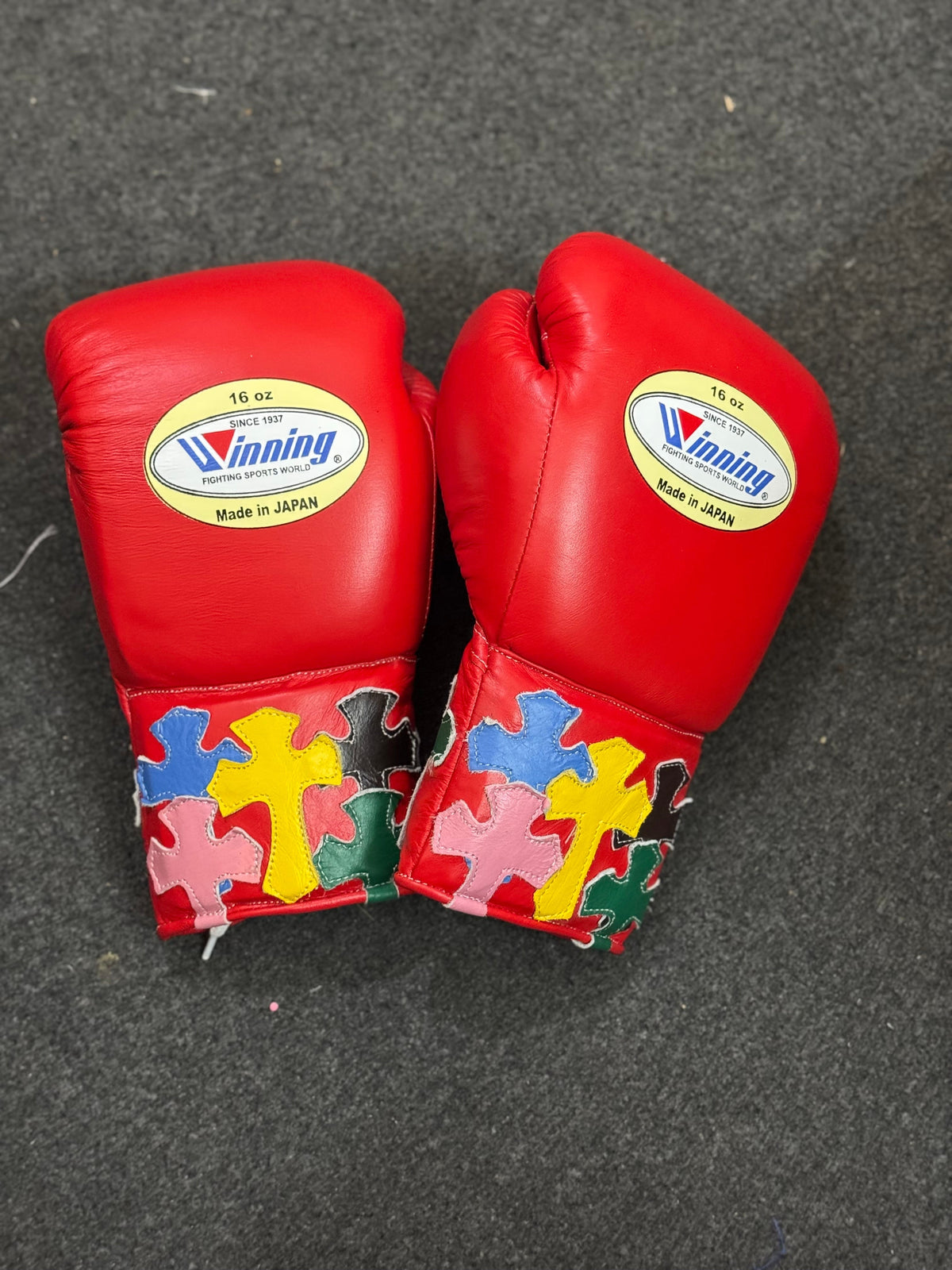 Red Chrome Heart Boxing Gloves