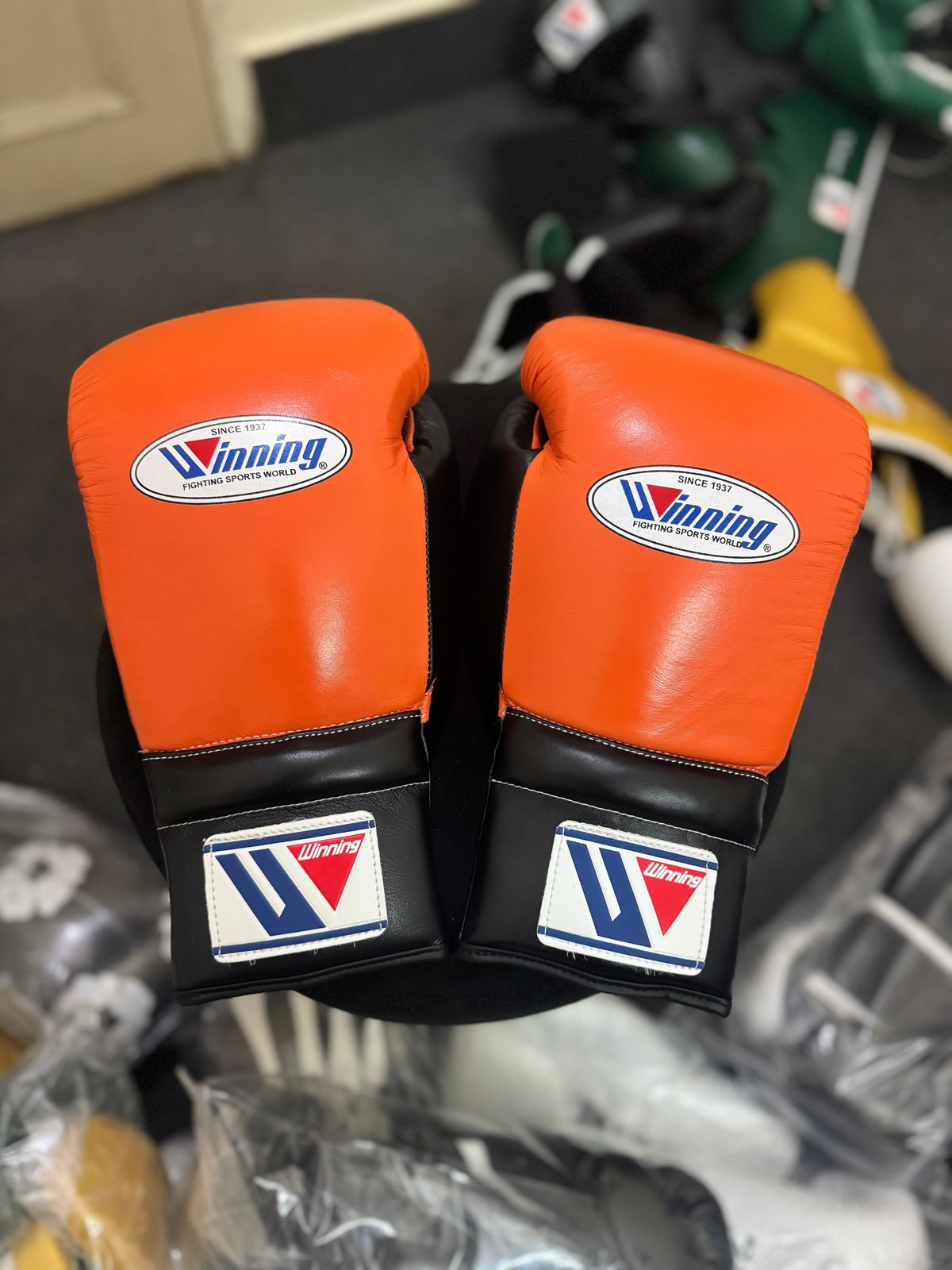 Winning Orange & Black Pro Elite Boxing Gloves