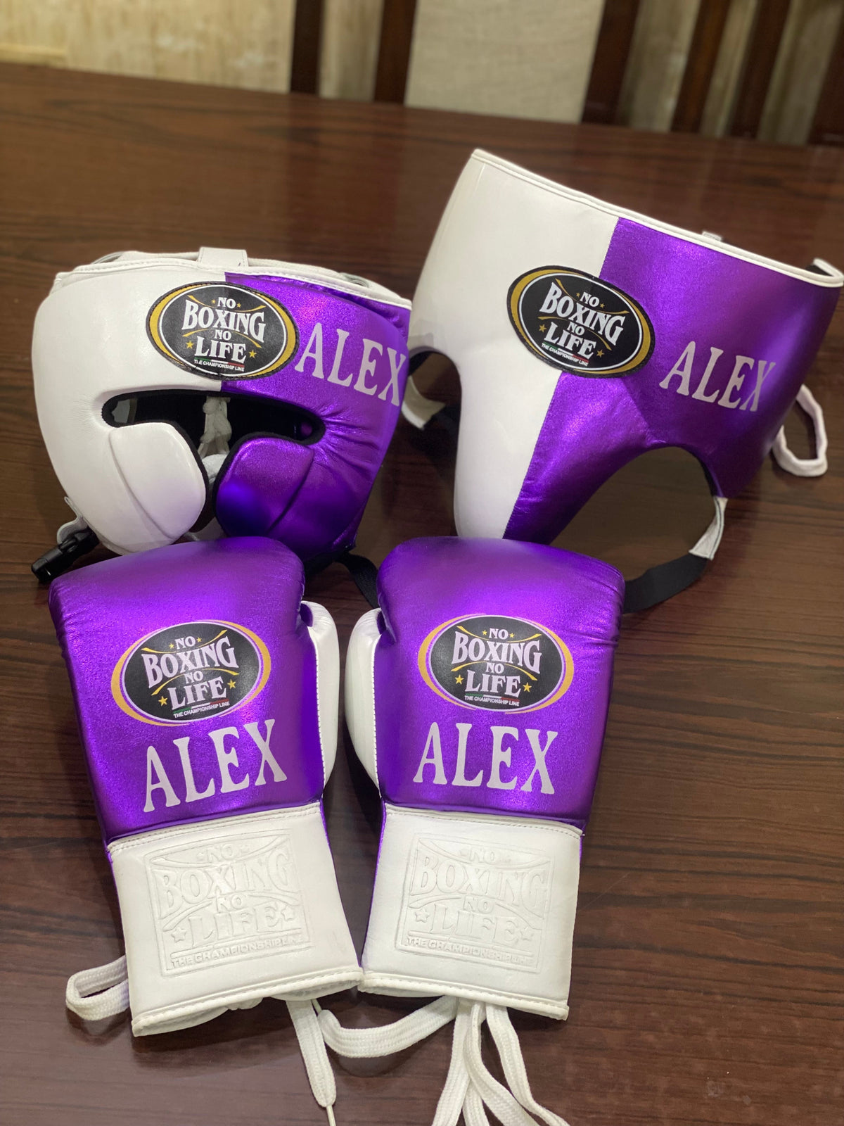 Metallic Purple & White NBNL Boxing Sparring Kit
