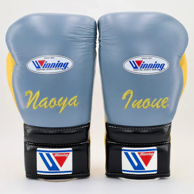 Winning Lace Training Gloves - NAOYA INOUE / embroidered / Dark grey / black / yellow