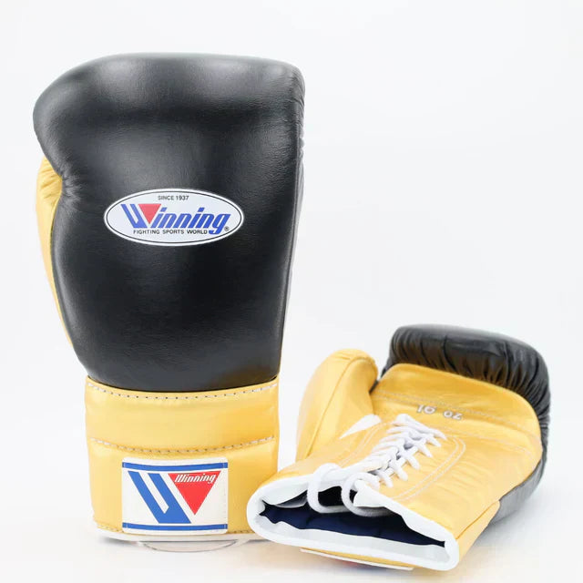 Winning premium Lace Up Training Gloves - black / gold