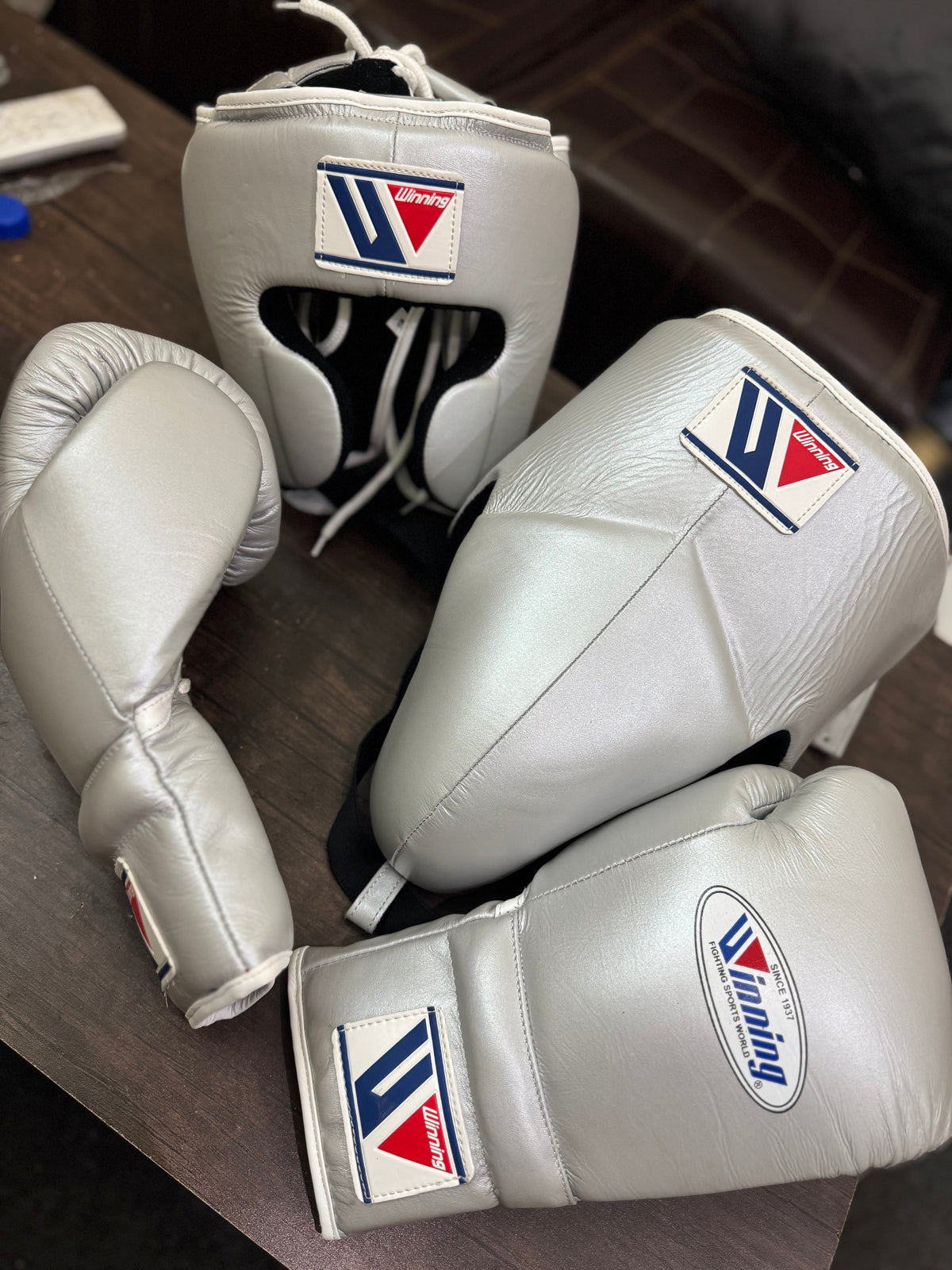 Metallic Silver Winning Boxing Sparring Kit