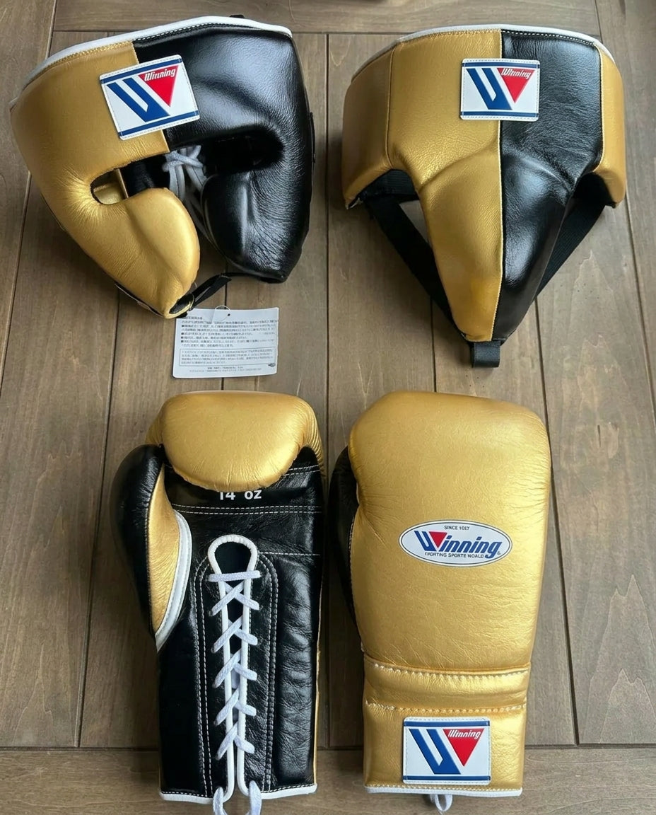 Black & Gold Combo Winning Handmade Boxing Sparring Kit
