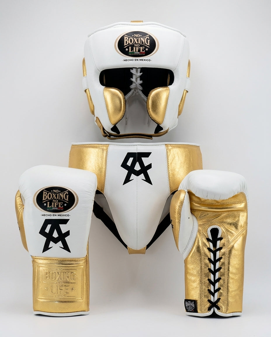 No Boxing No Life CA Special Edition Training Boxing Kit- White / Metallic Gold