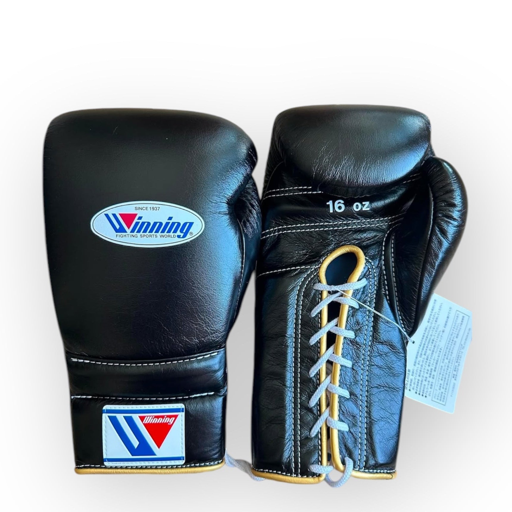 Black with Gold Trim Pro Elite Boxing Gloves | Winnings | Personalise your name | 100% Pure Leather | Best Choice for Fighters