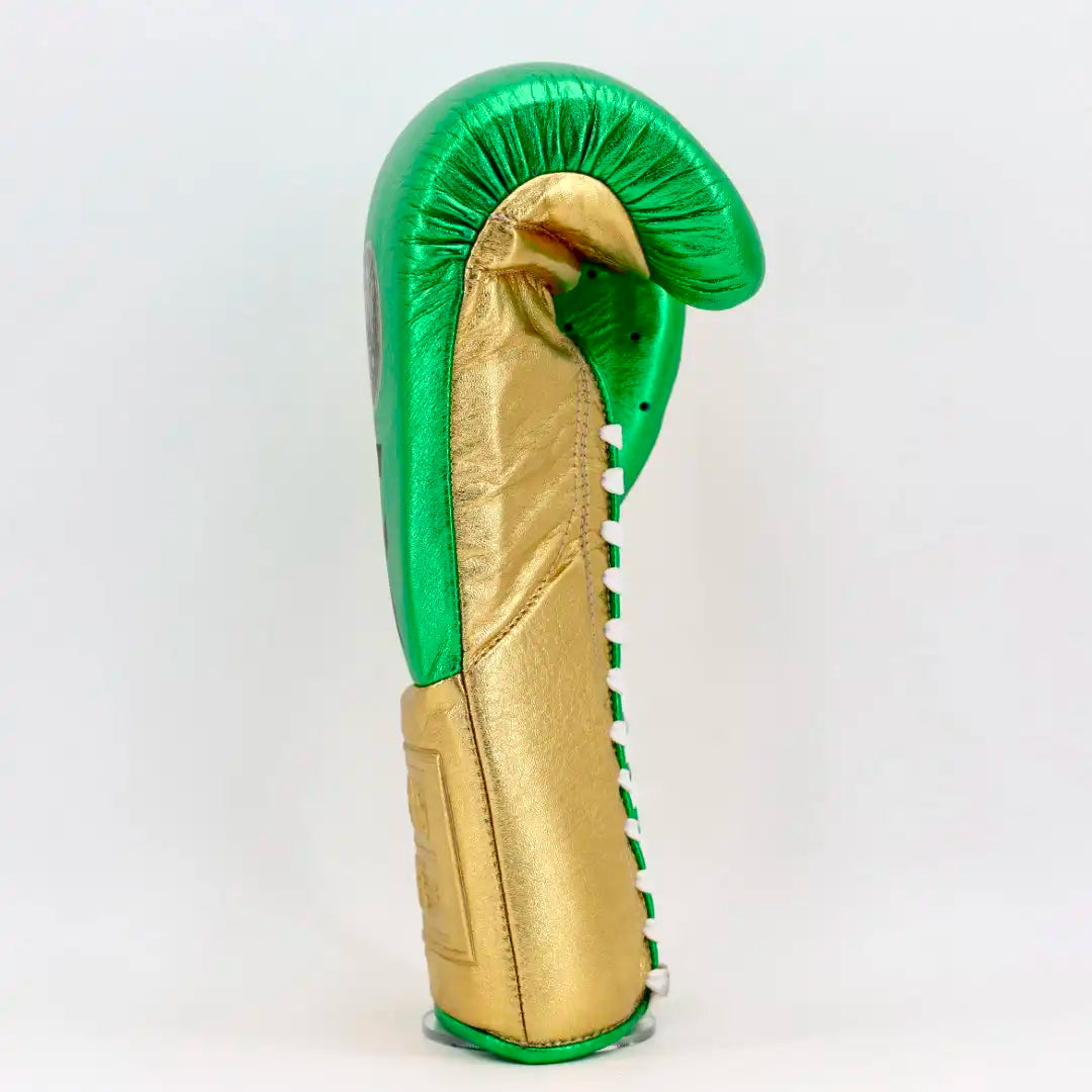 NO BOXING NO LIFE CA SPECIAL EDITION TRAINING GLOVES - METALLIC GREEN / METALLIC GOLD
 | 100% Pure Leather | Best Choice for Fighters