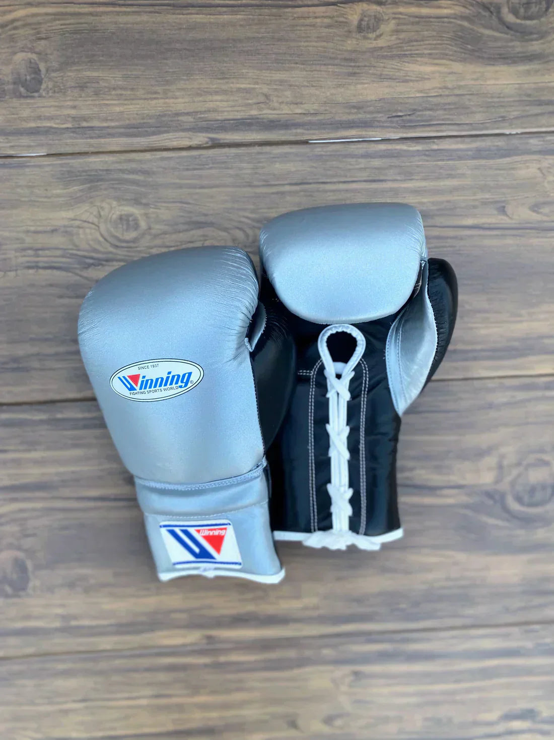 Metallic Grey & Black Winning Boxing Gloves