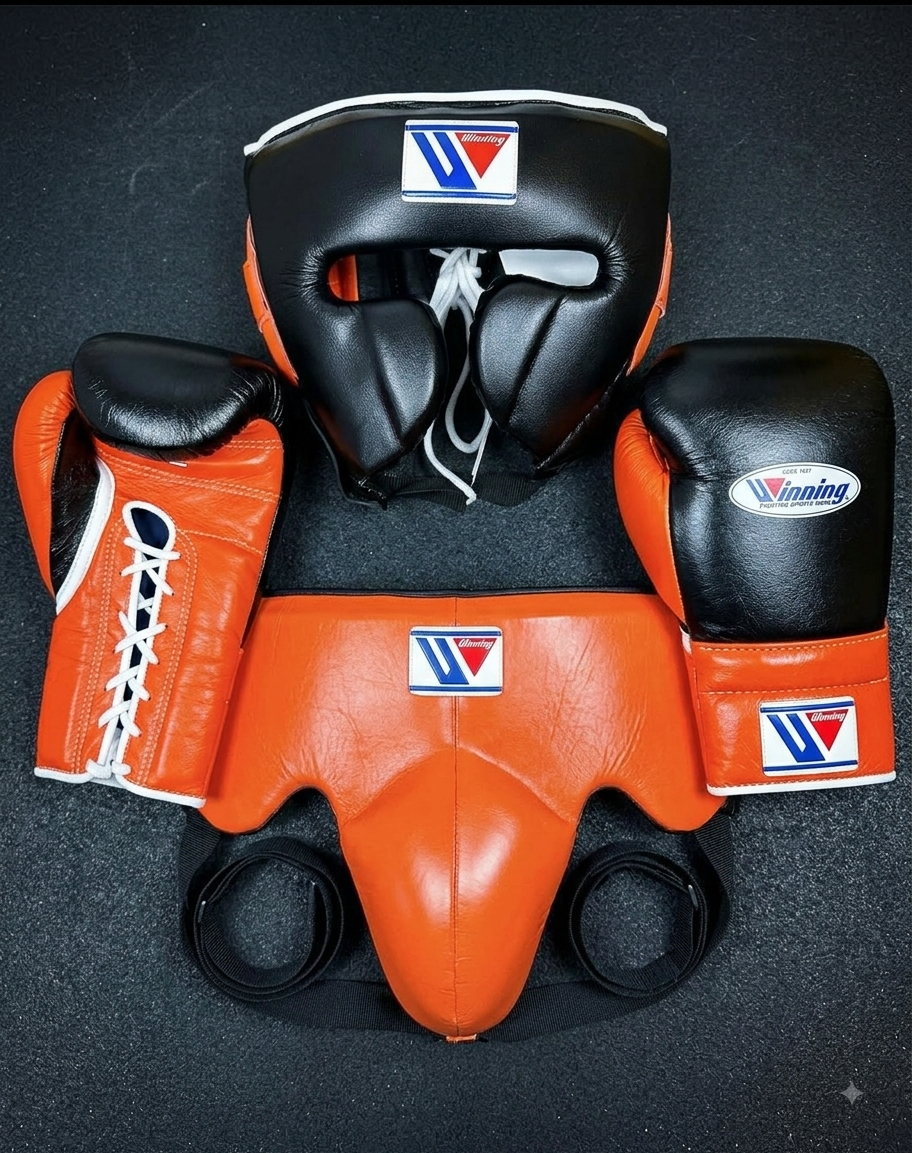 Black , orange & white trim Custom Handmade Boxing Sparring Kit | Winning | Premium Quality | Personalise Your Name | Flat 50% OFF