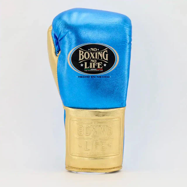 No Boxing No Life Training Gloves - Metallic Blue / Metallic Gold
