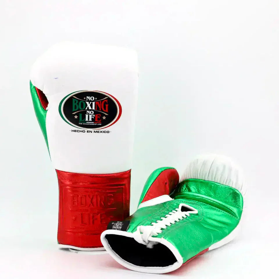 No Boxing No Life Training Gloves - White / Metallic Red / Metallic Green