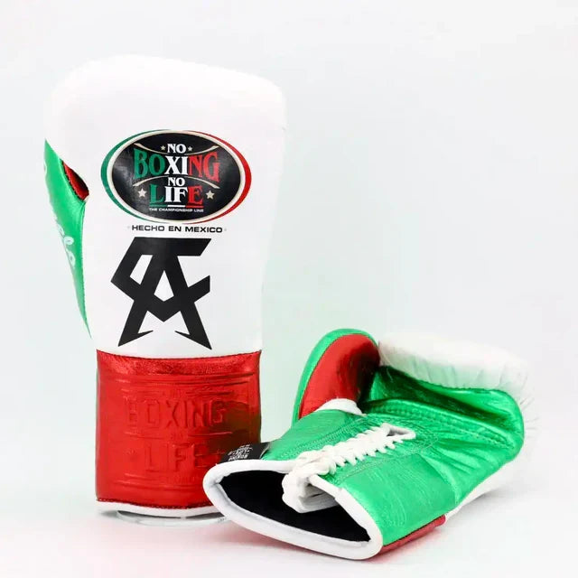 No Boxing No Life Pro Fight Boxing Kit - White / Metallic Red / Metallic Green