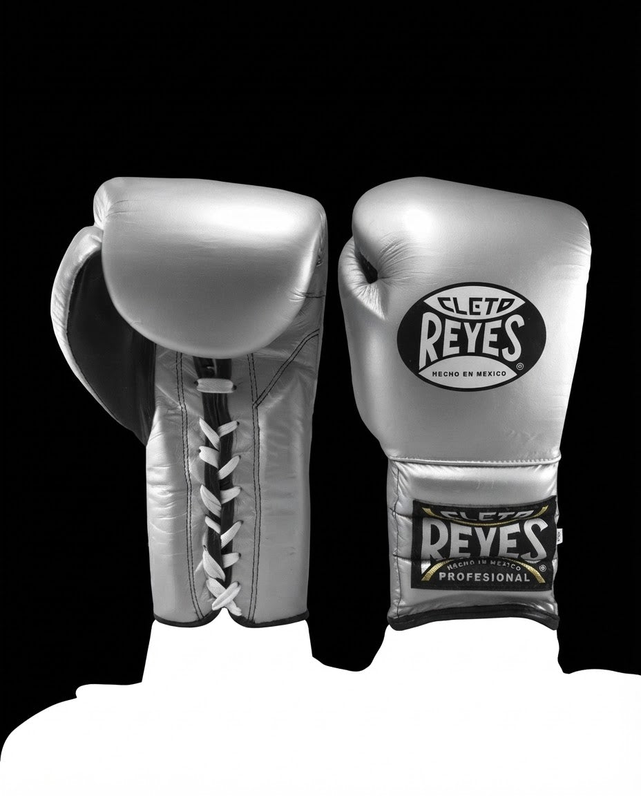 CLETO REYES LACE-UP TRAINING BOXING GLOVES SILVER COLOR
