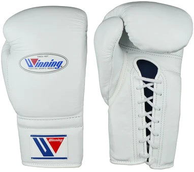 Pro Winning Lace Up Training Gloves - White