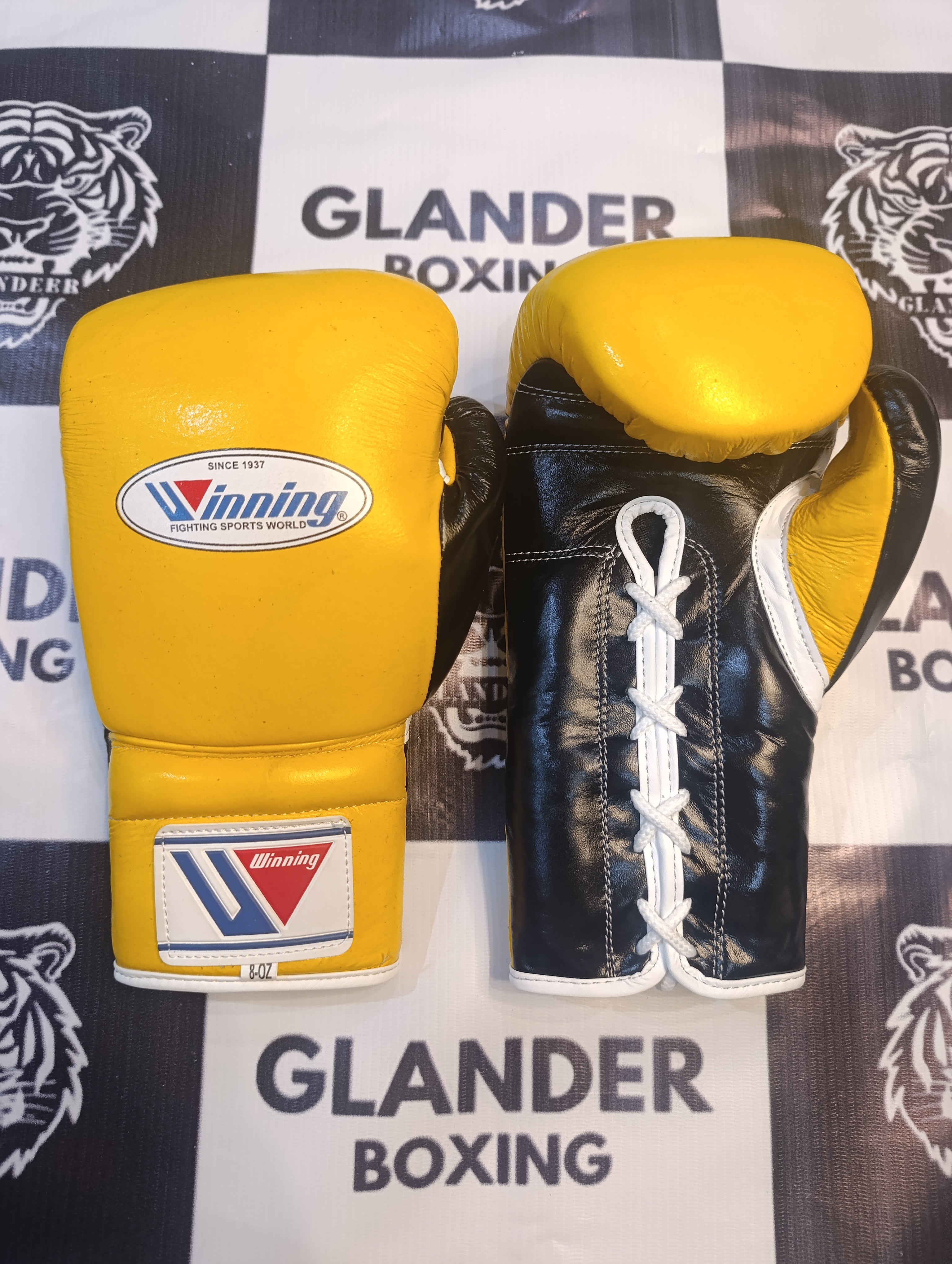 Pro Elite Yellow & Black Boxing Gloves | Winnings | 100% Leather | Premium Quality | Personalise your name | Champions Choice |