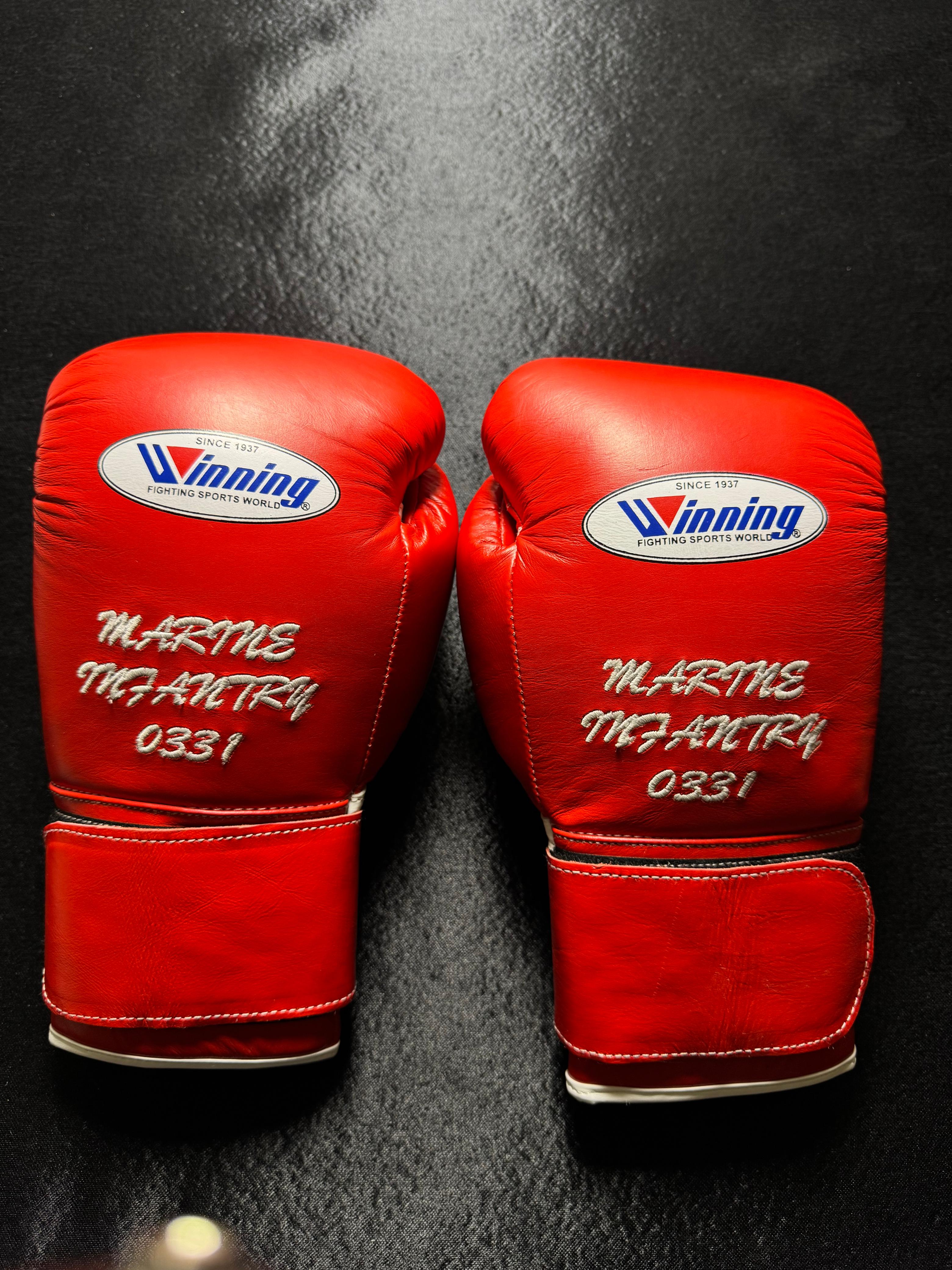 Red Handmade Winning Style Boxing Gloves | Embroidered Design | Premium Quality | High-Density Padding | Professional Training & Sparring Gloves | Durable Boxing Equipment