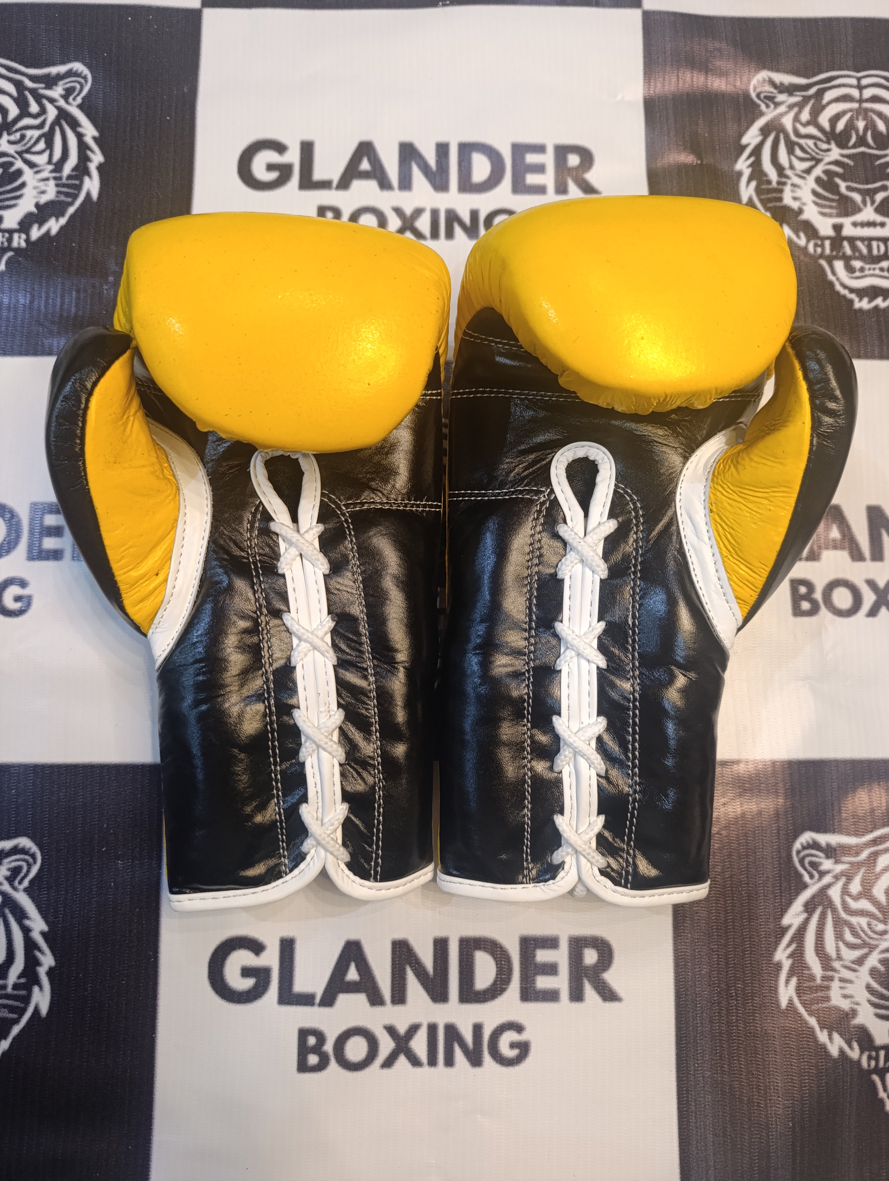 Pro Elite Yellow & Black Boxing Gloves | Winnings | 100% Leather | Premium Quality | Personalise your name | Champions Choice |