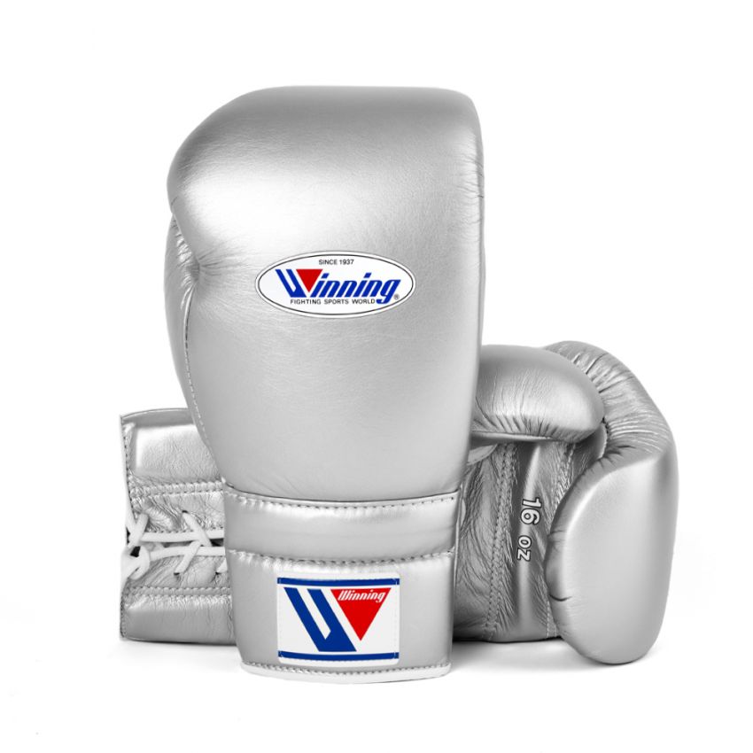 Pro Custom Winning style Lace Up Training Gloves - Metallic silver